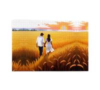 Jigsaw Puzzles1000 Piece Yyhwhjde Love in The Wheat Field Pattern Quality Wooden Puzzle for Adults and Kids, Fun Puzzles, Stress Relieving Puzzles