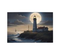 Jigsaw Puzzles1000 Piece Yyhwhjde Moonlight Lighthouse Prints Educational Intellectual Wooden Puzzles, Fun Puzzles, Stress Relieving Game