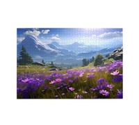Jigsaw Puzzles1000 Piece Yyhwhjde Nature Purple Flowers Meadow Mountain Scenic Prints Educational Intellectual Wooden Puzzles, Fun Puzzles, Stress Relieving Game