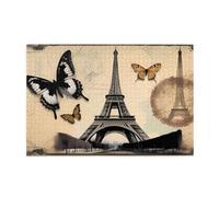 Jigsaw Puzzles1000 Piece Yyhwhjde Paris Eiffel Tower Butterfly Prints Educational Intellectual Wooden Puzzles, Fun Puzzles, Stress Relieving Game