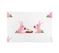 Jigsaw Puzzles1000 Piece Yyhwhjde Pink Bunny Picking Cherries Picture Educational Intellectual Wooden Puzzles, Fun Puzzles, Stress Relieving Puzzles