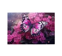 Jigsaw Puzzles1000 Piece Yyhwhjde Pink Flower Purple Butterfly Prints Quality Wooden Puzzle for Adults and Kids, Fun Puzzles, Stress Relieving Puzzles