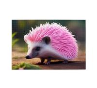 Jigsaw Puzzles1000 Piece Yyhwhjde Pink Hedgehog Prints Educational Intellectual Wooden Puzzles, Fun Puzzles, Stress Relieving Game