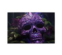 Jigsaw Puzzles1000 Piece Yyhwhjde Purple Floser and Sugar Horror Skull Prints Educational Intellectual Wooden Puzzles, Fun Puzzles, Stress Relieving Game