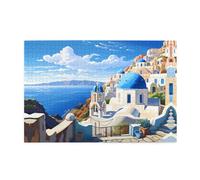 Jigsaw Puzzles1000 Piece Yyhwhjde Santorini Greek Island Sea View Picture Educational Intellectual Wooden Puzzles, Fun Puzzles, Stress Relieving Puzzles