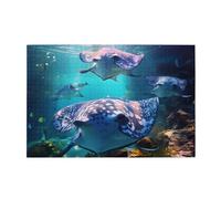 Jigsaw Puzzles1000 Piece Yyhwhjde Sea Animals Stingrays Pattern Quality Wooden Puzzle for Adults and Kids, Fun Puzzles, Stress Relieving Puzzles