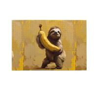 Jigsaw Puzzles1000 Piece Yyhwhjde Sloth Carrying Banana Prints Quality Wooden Puzzle for Adults and Kids, Fun Puzzles, Stress Relieving Puzzles