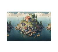 Jigsaw Puzzles1000 Piece Yyhwhjde Small Town On The Island Prints Quality Wooden Puzzle for Adults and Kids, Fun Puzzles, Stress Relieving Puzzles