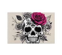 Jigsaw Puzzles1000 Piece Yyhwhjde Sugar Horror Skull Flowers Rose Pattern Quality Wooden Puzzle for Adults and Kids, Fun Puzzles, Stress Relieving Puzzles