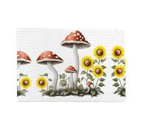 Jigsaw Puzzles1000 Piece Yyhwhjde Sunflower Under Mushrooms Prints Quality Wooden Puzzle for Adults and Kids, Fun Puzzles, Stress Relieving Puzzles