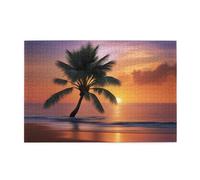 Jigsaw Puzzles1000 Piece Yyhwhjde Sunset Palm Tree_ Picture Educational Intellectual Wooden Puzzles, Fun Puzzles, Stress Relieving Puzzles