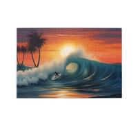 Jigsaw Puzzles1000 Piece Yyhwhjde Sunset Sea Surfing Seascape Picture Educational Intellectual Wooden Puzzles, Fun Puzzles, Stress Relieving Puzzles