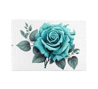 Jigsaw Puzzles1000 Piece Yyhwhjde Turquoise Grey Rose Prints Quality Wooden Puzzle for Adults and Kids, Fun Puzzles, Stress Relieving Puzzles