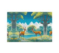 Jigsaw Puzzles1000 Piece Yyhwhjde Two Cute Deer Pattern Quality Wooden Puzzle for Adults and Kids, Fun Puzzles, Stress Relieving Puzzles