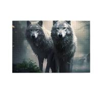 Jigsaw Puzzles1000 Piece Yyhwhjde Two Wolves Pattern Quality Wooden Puzzle for Adults and Kids, Fun Puzzles, Stress Relieving Puzzles
