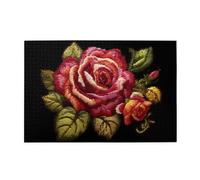 Jigsaw Puzzles1000 Piece Yyhwhjde Ukrainian Embroidery Style Rose Picture Educational Intellectual Wooden Puzzles, Fun Puzzles, Stress Relieving Puzzles