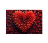 Jigsaw Puzzles1000 Piece Yyhwhjde Valentine's Day Red Heart Flower Pattern Quality Wooden Puzzle for Adults and Kids, Fun Puzzles, Stress Relieving Puzzles