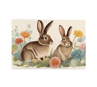 Jigsaw Puzzles1000 Piece Yyhwhjde Vintage Flower Rabbit Bunny Easter Pattern Quality Wooden Puzzle for Adults and Kids, Fun Puzzles, Stress Relieving Puzzles