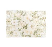 Jigsaw Puzzles1000 Piece Yyhwhjde White Watercolor Floral Rose Picture Educational Intellectual Wooden Puzzles, Fun Puzzles, Stress Relieving Puzzles