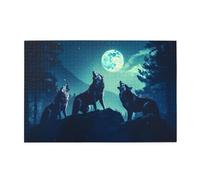 Jigsaw Puzzles1000 Piece Yyhwhjde Wolf Howling at Full Moon Prints Educational Intellectual Wooden Puzzles, Fun Puzzles, Stress Relieving Game
