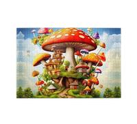 Jigsaw Puzzles1000 Piece Yyhwhjde Wonderful Mushroom House Prints Educational Intellectual Wooden Puzzles, Fun Puzzles, Stress Relieving Game
