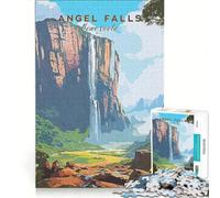 Jigsaw Puzzles1000 Pieces Angel Falls Travel, Hands-on Game, Fun at Home Activities, Suitable for Desktop Decoration 38x26cm