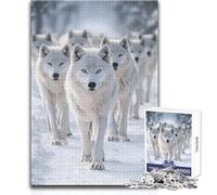 Jigsaw Puzzles1000 Pieces Arctic Wolf Pack Great for Cozy Indoor Downtime Durable Precision Interlock Play Toy Size 38x26cm