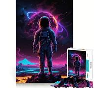 Jigsaw Puzzles1000 Pieces Astronaut in Neon Space Seamless Cut Game Creative Game Toy Casual Play Game Christmas Leisure Art (50x75cm)