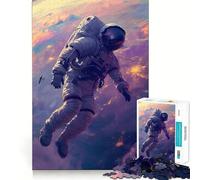 Jigsaw Puzzles1000 Pieces Astronaut Lost in Space Seamless Cut Game Creative Game Toy Casual Play Game Christmas Leisure Art (38x52cm)