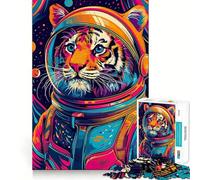 Jigsaw Puzzles1000 Pieces Astronaut Space Tiger Clean Fit Decor Mental Skill Game Cozy Time Play Christmas Wall Decor (50x75cm)