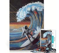 Jigsaw Puzzles1000 Pieces Astronaut Surfing A Cosmic Wave Seamless Cut Game Creative Game Toy Casual Play Game Christmas Leisure Art (50x75cm)