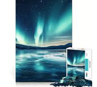 Jigsaw Puzzles1000 Pieces Aurora Borealis over Frozen Lake Seamless Cut Game Creative Game Toy Casual Play Game Christmas Leisure Art (38x26cm)