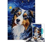 Jigsaw Puzzles1000 Pieces Australian Shepherd Night Difficult And Challenge Family Activities Relax Games for And 14 Years And over (50x75cm)