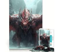 Jigsaw Puzzles1000 Pieces Awesome Red Dragon Art Clean Fit Decor Mental Skill Game Cozy Time Play Christmas Wall Decor (38x26cm)