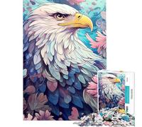 Jigsaw Puzzles1000 Pieces Bald Eagle Among Flowers Jigsaw for Adults Hands-on Game Presents for Women Gifts for Friends And Family (Size 38x26cm)