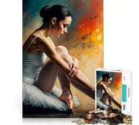 Jigsaw Puzzles1000 Pieces Ballet Dancer in A Tutu Sad with Splash Paint Seamless Cut Game Creative Game Toy Casual Play Game Christmas Leisure Art (50x75cm)