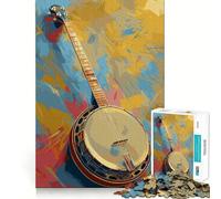 Jigsaw Puzzles1000 Pieces Banjo Art Painting Sharp Joint Play Creative Brain Play Cozy Time Game Birthday Art Gift (50x75cm)