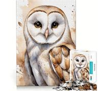Jigsaw Puzzles1000 Pieces Barn Owl Watercolor Painting Sharp Joint Play Creative Brain Play Cozy Time Game Birthday Art Gift (50x75cm)