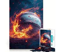 Jigsaw Puzzles1000 Pieces Baseball on Fire Sharp Joint Play Creative Brain Play Cozy Time Game Birthday Art Gift (38x52cm)
