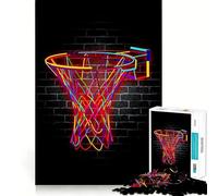 Jigsaw Puzzles1000 Pieces Basketball Neon Sport Sharp Joint Play Creative Brain Play Cozy Time Game Birthday Art Gift (38x26cm)