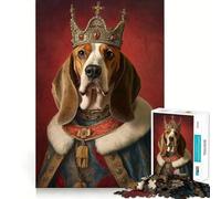 Jigsaw Puzzles1000 Pieces Basset Hound The King Sharp Joint Play Creative Brain Play Cozy Time Game Birthday Art Gift (38x26cm)