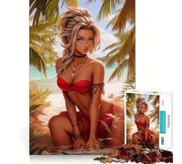 Jigsaw Puzzles1000 Pieces Beautiful Girl on A Beach Sharp Joint Play Creative Brain Play Cozy Time Game Birthday Art Gift (38x26cm)