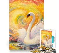 Jigsaw Puzzles1000 Pieces Beautiful Swan Sharp Joint Play Creative Brain Play Cozy Time Game Birthday Art Gift (38x26cm)
