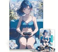 Jigsaw Puzzles1000 Pieces Bikini Anime Girl Gamer Sharp Joint Play Creative Brain Play Cozy Time Game Birthday Art Gift (38x26cm)
