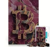 Jigsaw Puzzles1000 Pieces Bitcoin Symbol on Marble Background Sharp Joint Play Creative Brain Play Cozy Time Game Birthday Art Gift (50x75cm)