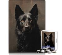 Jigsaw Puzzles1000 Pieces Black German Shepherd Portrait Great for Cozy Indoor Downtime Durable Precision Interlock Play Toy Size 50x75cm
