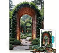 Jigsaw Puzzles1000 Pieces Brick Arches in Lush Garden Sharp Cut Art Focus Building Toy Chill Time Play Birthday Fun Play (50x75cm)