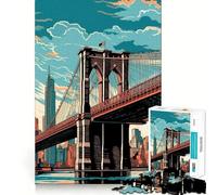 Jigsaw Puzzles1000 Pieces Brooklyn Bridge Vintage Sharp Cut Art Focus Building Toy Chill Time Play Birthday Fun Play (50x75cm)