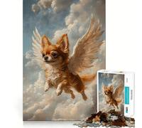 Jigsaw Puzzles1000 Pieces Brown Chihuahua with Angel Wings Fine Joint Fun Cognitive Fun Play Quiet Game Time Birthday Art Gift (50x75cm)