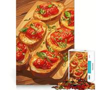 Jigsaw Puzzles1000 Pieces Bruschetta with Tomatoes And Basil Clean Cut Piece Cognitive Skill Toy Calm Time Fun Christmas Art Display (50x75cm)